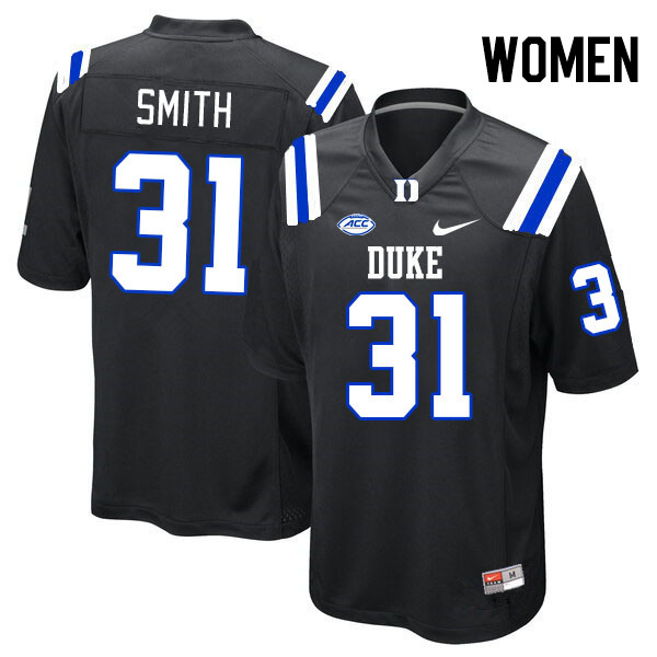 Women #31 Montreze Smith Duke Blue Devils College Football Jerseys Stitched-Black